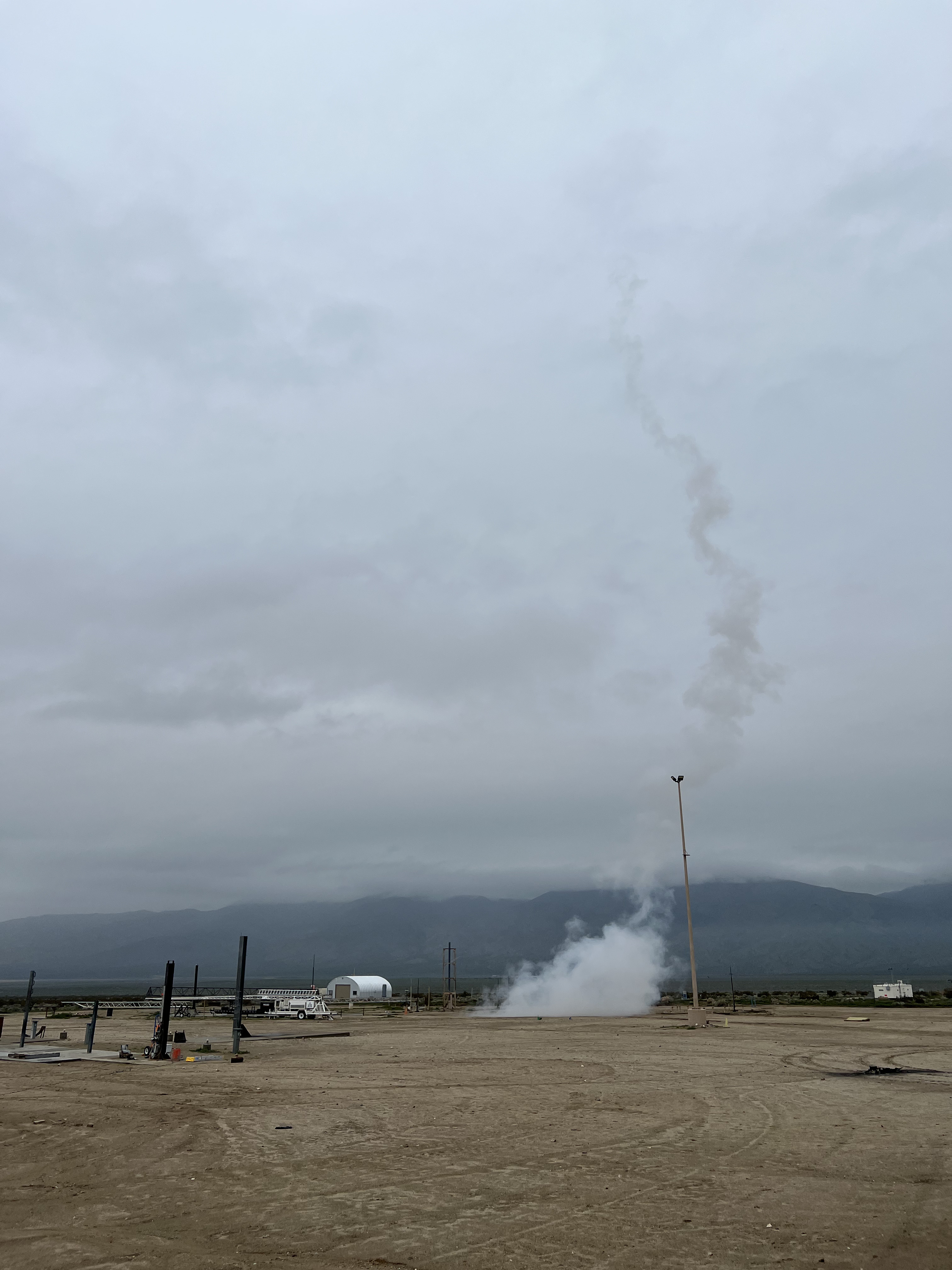 Rocket mid-launch with smoke trail, Spring 2025